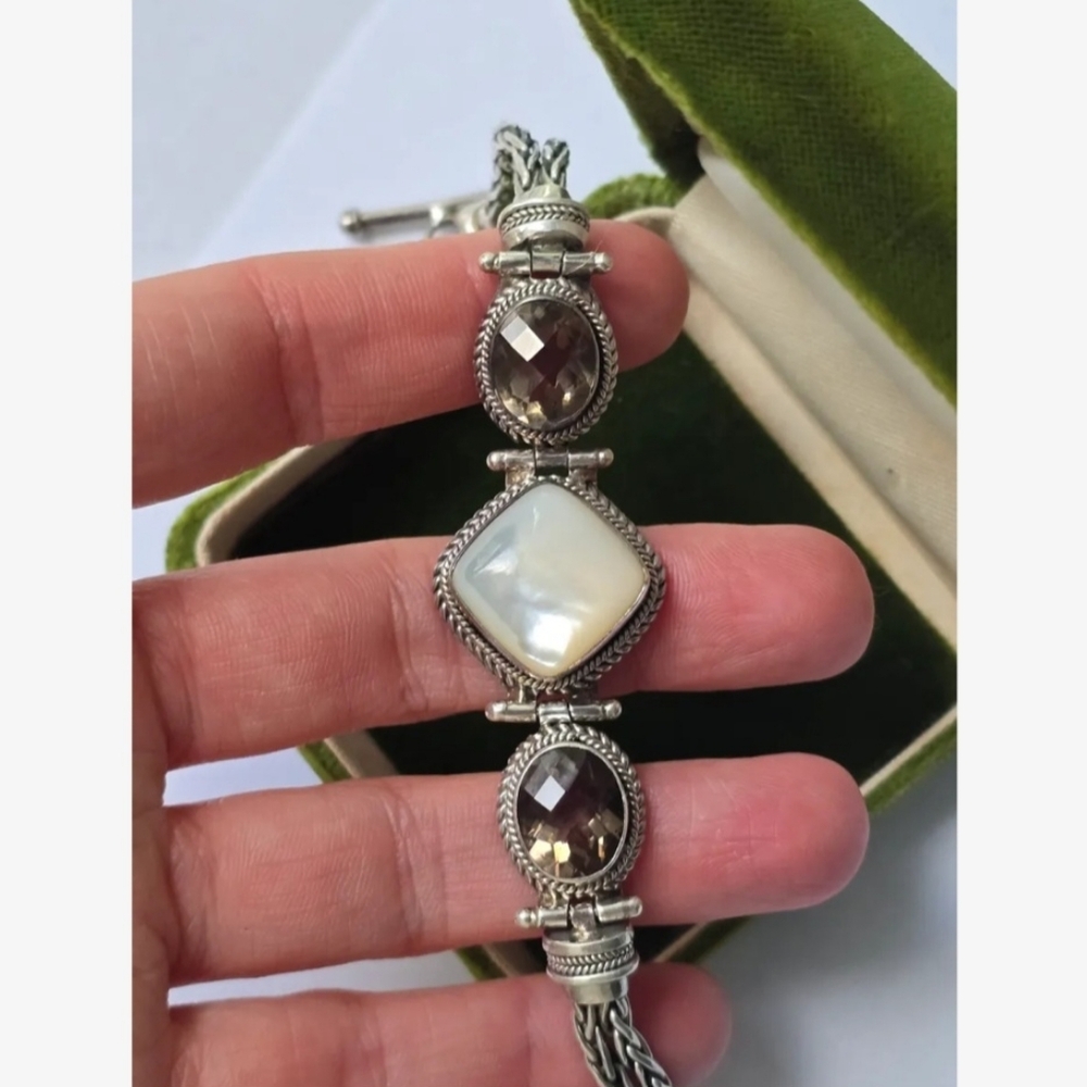 Mother Of Pearl & Smokey Quartz Bracelet